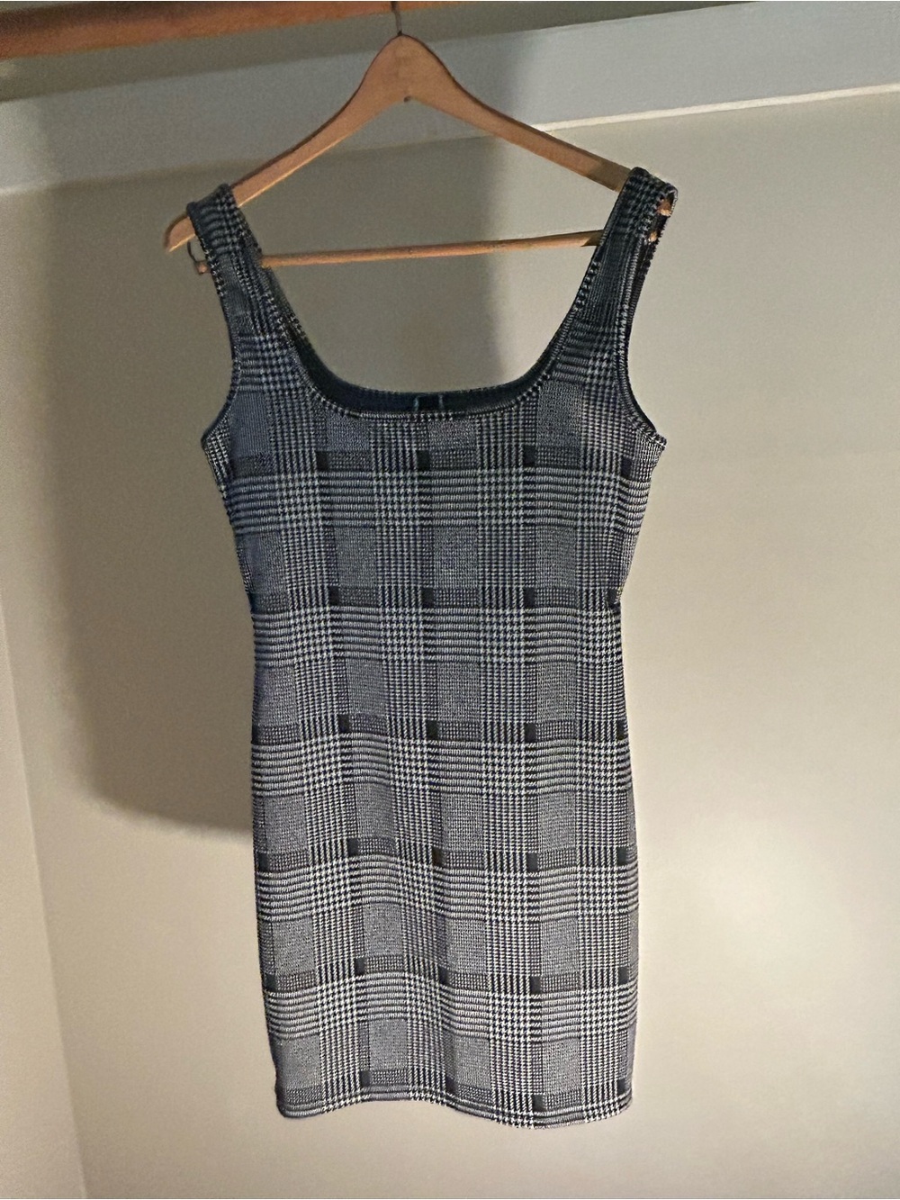 Windsor Black and White Plaid Knit Mini Dress